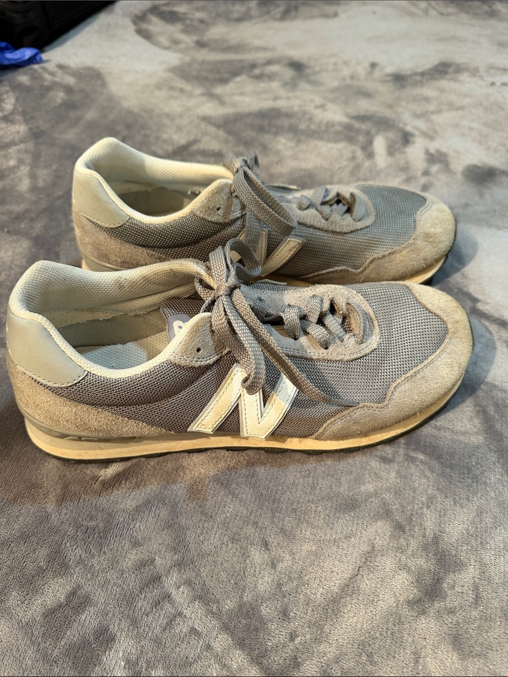 New Balance Gray Suede & Mesh Sneakers